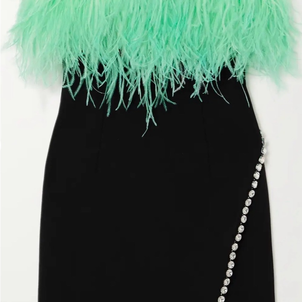 Self-Portrait Feather-trimmed crystal-embellished crepe mini dress - Picture 4 of 7